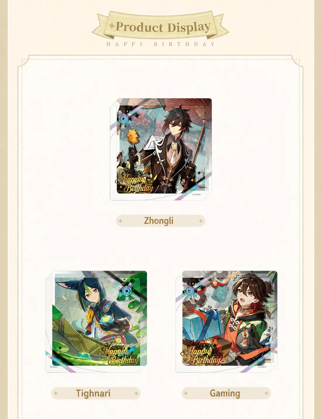 Day of Destiny Series Character Acrylic Coaster Character Lineup Display
