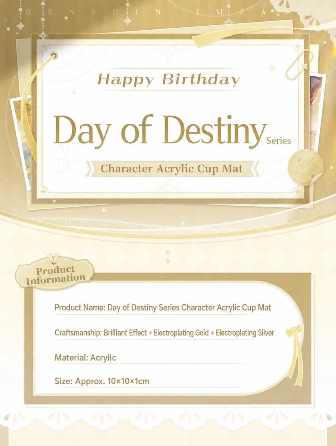 Day of Destiny Series Character Acrylic Coaster Product Overview