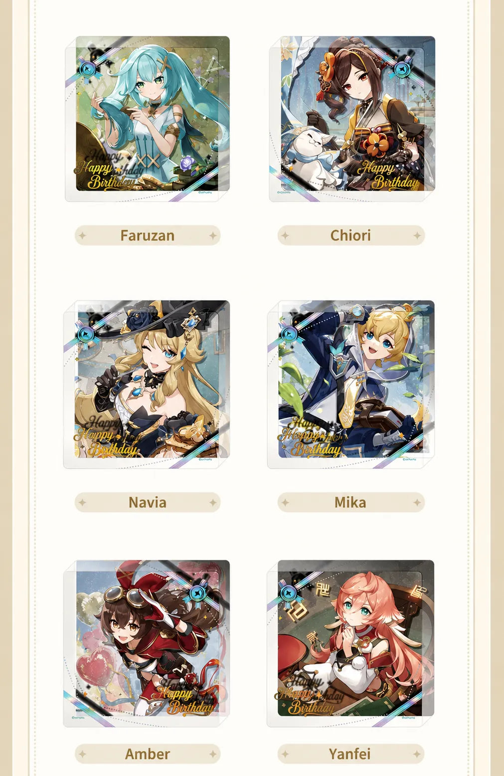 Day of Destiny Series Character Acrylic Coaster Size Reference