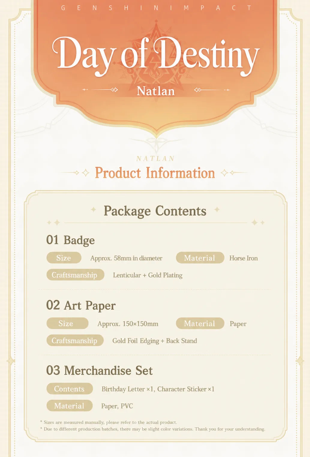 Genshin Impact Day of Destiny Series Natlan Character Gift Box Collection