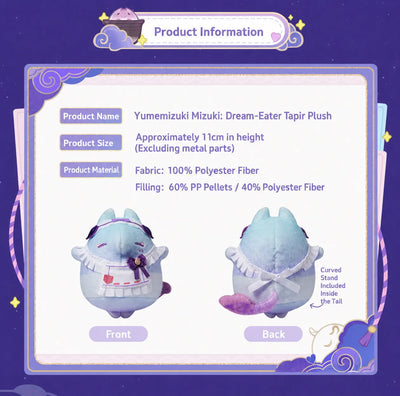 Dream-Eater Tapir Plush Front and Back Design Details