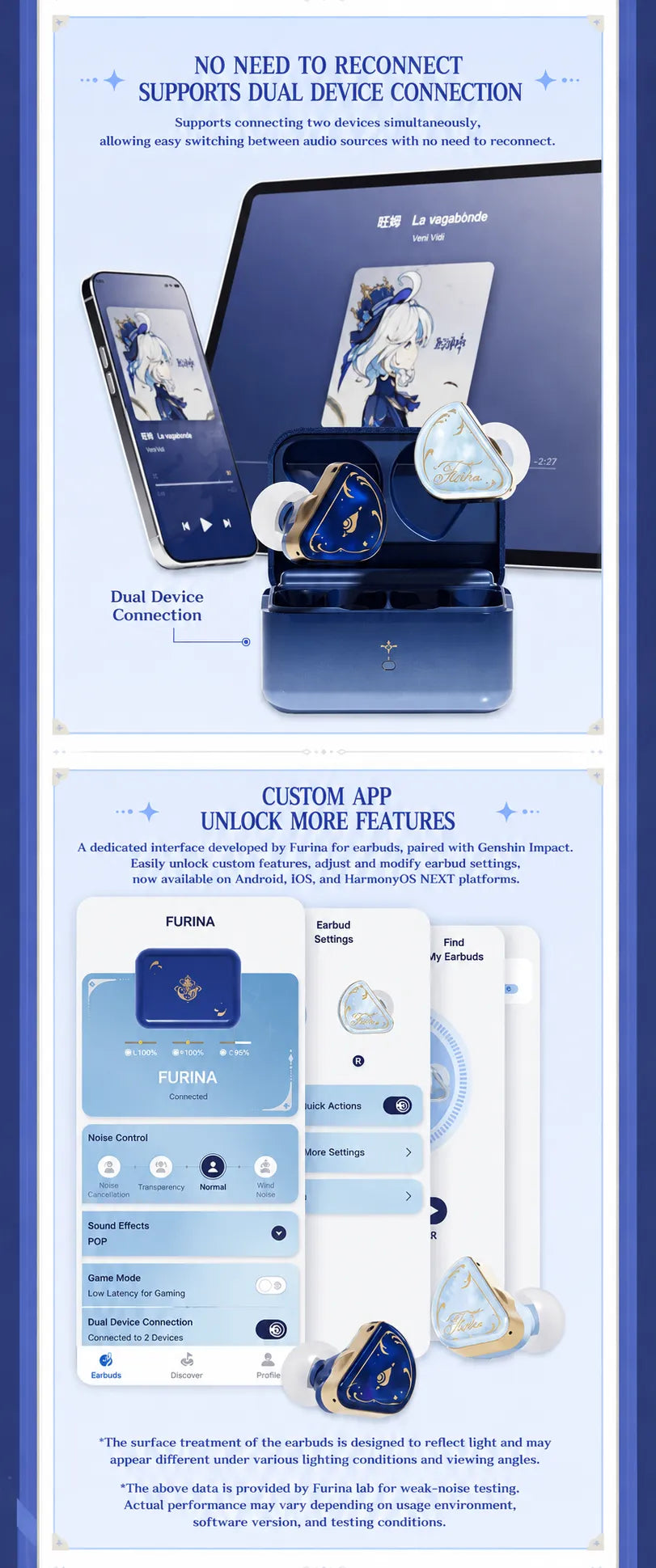Furina wireless earbuds 30ms low latency and HiFi in-ear design