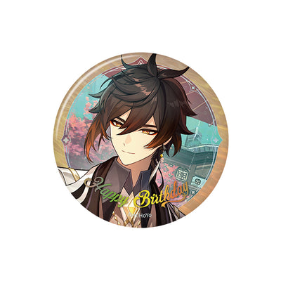 Genshin Impact birthday series badge Zhongli character round tinplate pin