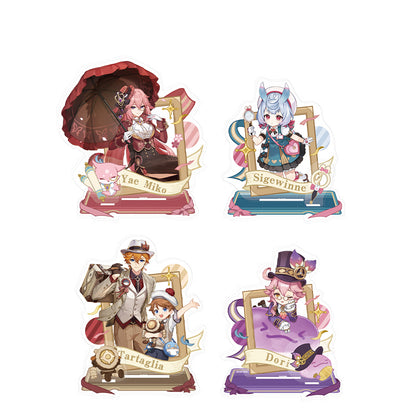 Genshin acrylic stand collection featuring Yae Miko Sigewinne Tartaglia and Dori