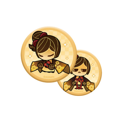 Genshin Impact Chiori Sleeve Series lenticular badge front view with chibi character design