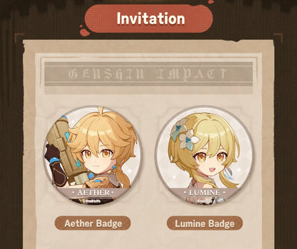 Genshin Impact Cleanse Operation Series Aether and Lumine badge wallpaper and dialogue versions