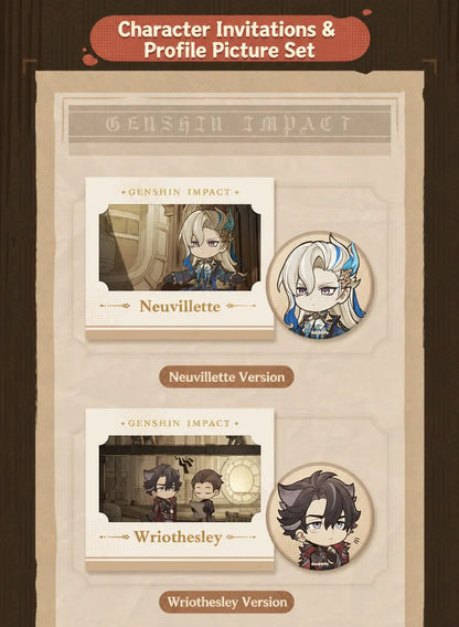 Genshin Impact Cleanse Operation Series Neuvillette badge and transparent card set
