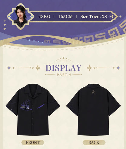 genshin impact cyno shirt front buttons detail minimal fastening structure