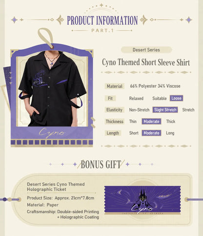 genshin impact cyno themed shirt cosplay styling match desert character outfit