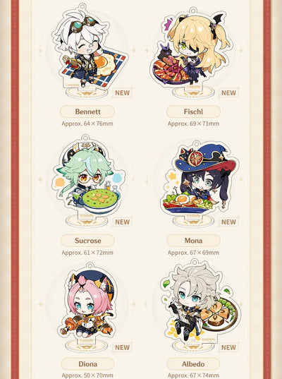 Genshin Impact Flavorful Party Series acrylic stand size reference multiple character dimensions