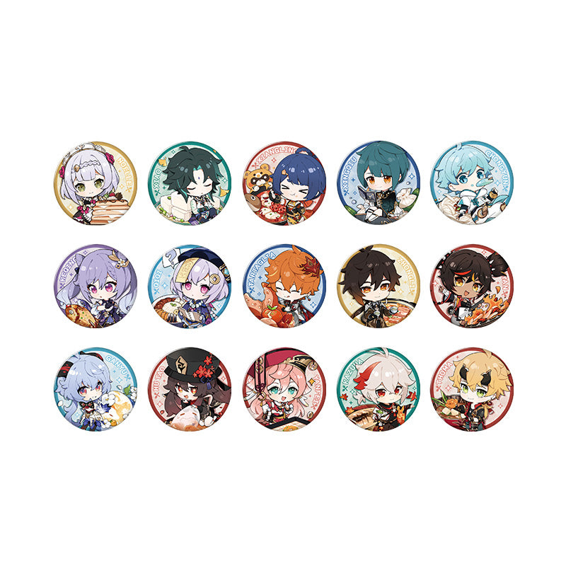 Genshin Impact Flavorful Party Series character badge full collection overview chibi designs