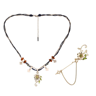 Genshin Tighnari jewelry collection featuring necklace and brooch from the Forest and Sand series with coordinated design