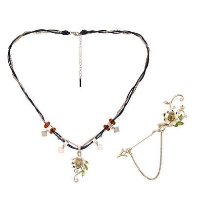 Genshin Tighnari jewelry collection featuring necklace and brooch from the Forest and Sand series with coordinated design