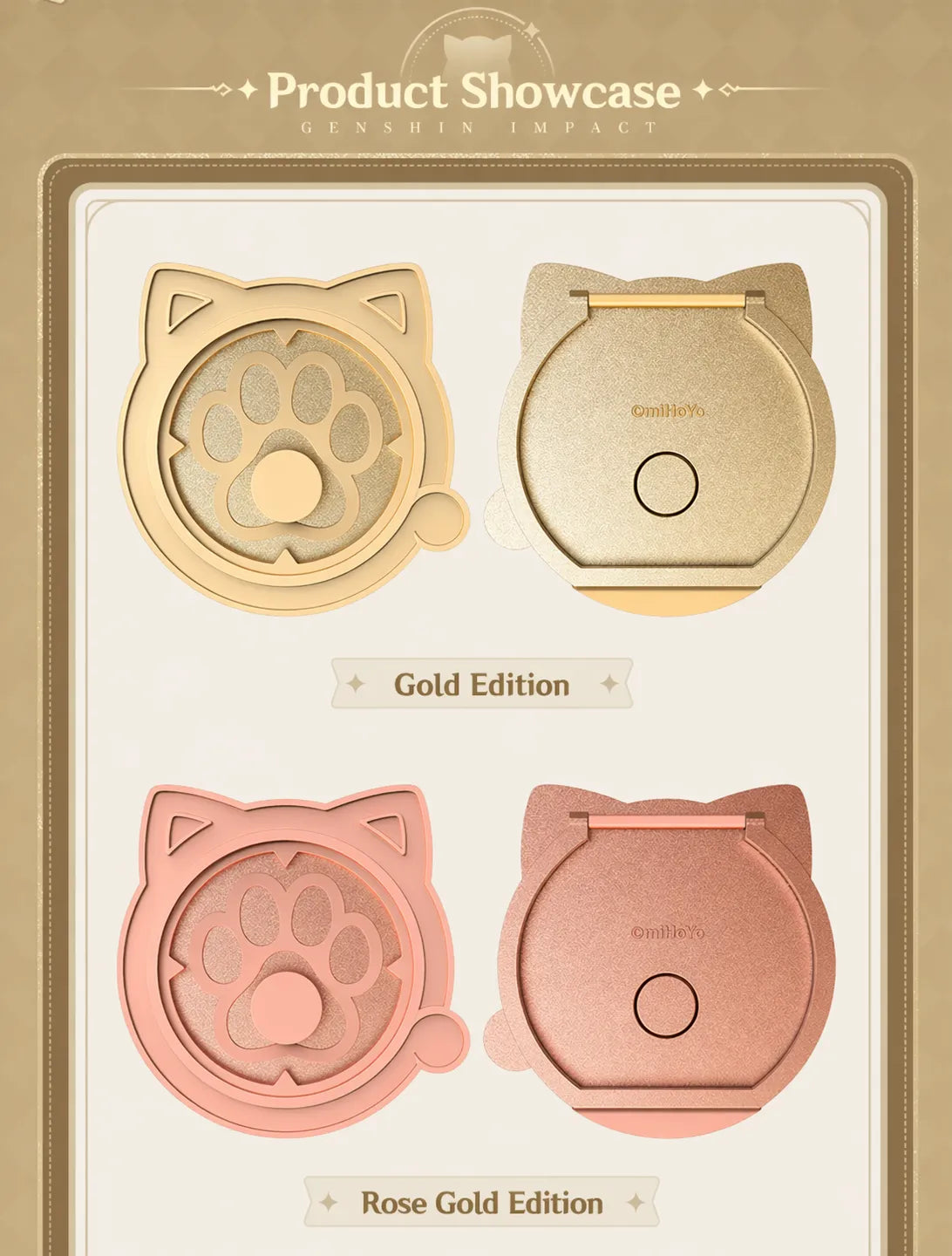 Genshin Impact cat paw badge stand back structure support design