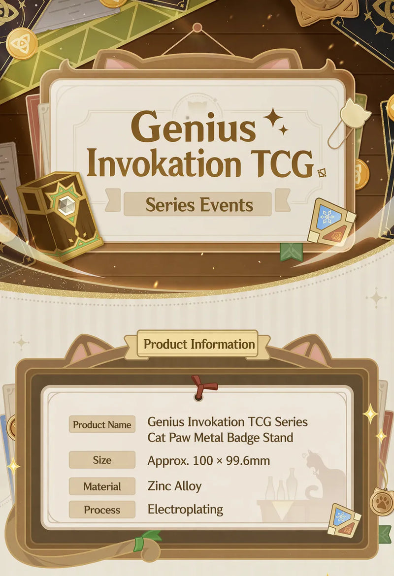 Genshin Impact cat paw metal badge stand front view paw design detail