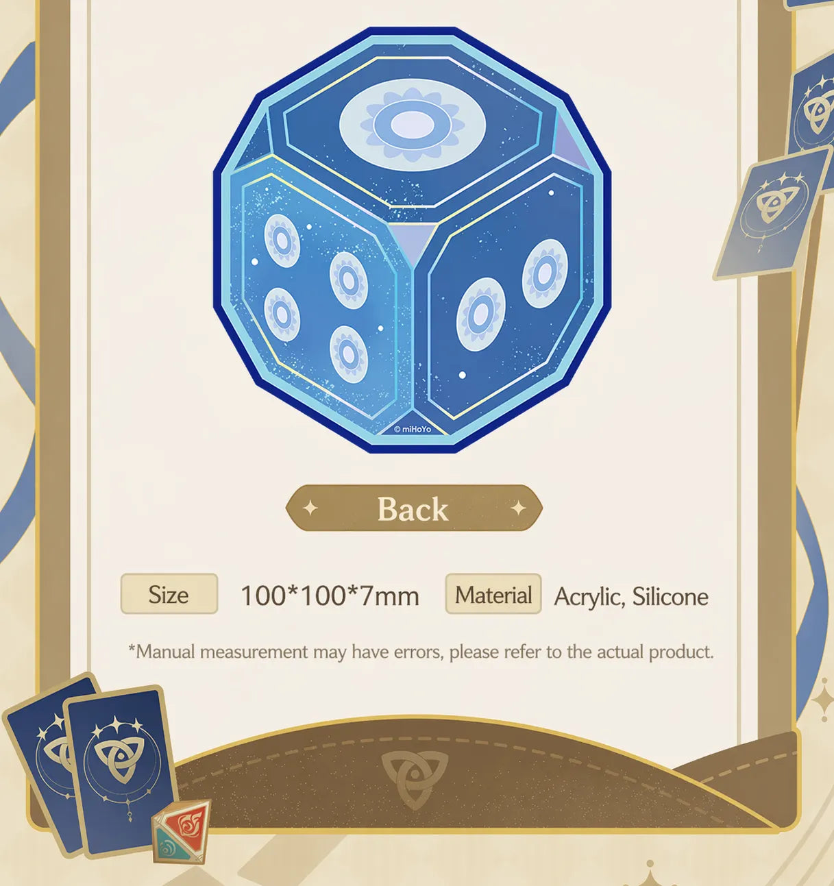 Genshin Impact flowing sand coaster back design acrylic base and structure detail