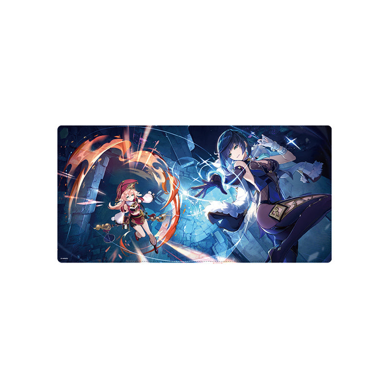 Genshin Impact Genius Invokation TCG mouse pad Tournament Season 2 design featuring dynamic battle artwork