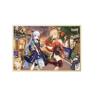 Genshin Impact Hues of Celebration artboard featuring Kamisato Ayaka and Yoimiya