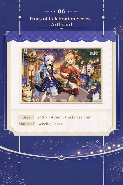 Genshin Impact Hues of Celebration artboard Ayaka Yoimiya illustration
