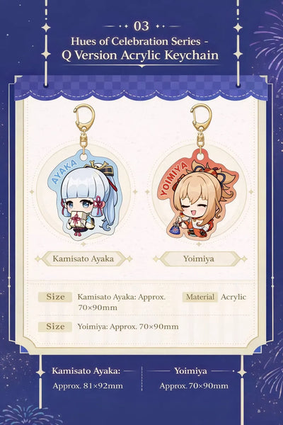 Genshin Impact Hues of Celebration chibi keychains Ayaka Yoimiya
