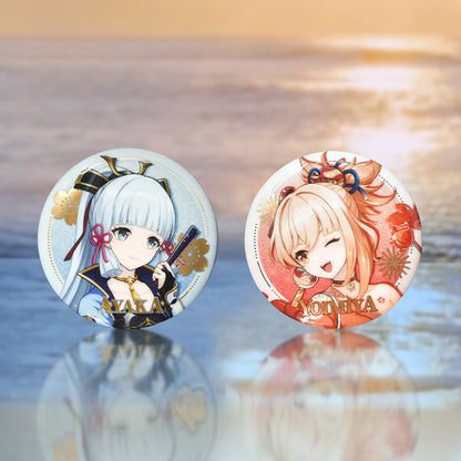 Genshin Impact Hues of Celebration merch set including badges stands keychains and mousepad