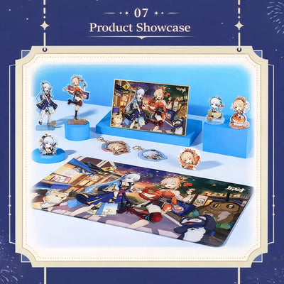 Genshin Impact Hues of Celebration product size details mousepad stand badge keychain