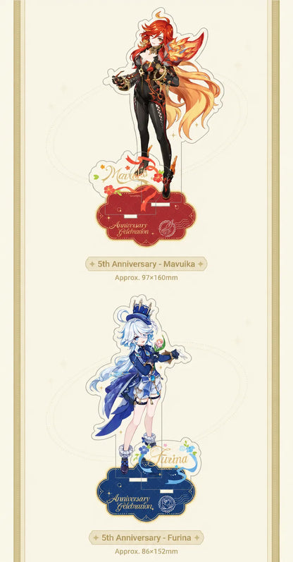 Genshin Impact 4th Anniversary acrylic stand series featuring dessert themed collectible character displays