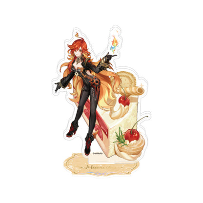 Genshin Impact 4th Anniversary Mavuika acrylic stand with anniversary dessert themed collectible display design