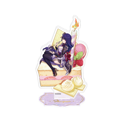 Genshin 4th Anniversary Raiden Shogun acrylic stand featuring themed cake artwork and premium acrylic display