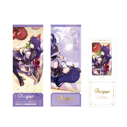 Genshin 4th Anniversary Raiden Shogun character commemorative ticket set with holographic ticket and detachable photo ticket