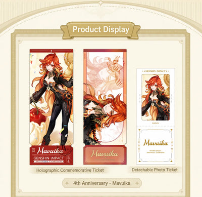 Genshin anniversary character ticket set featuring premium holographic commemorative ticket details