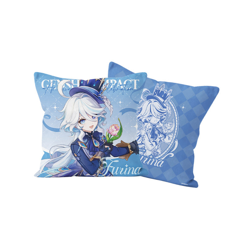 Genshin Furina character pillow from the 5th Anniversary Celebration Series with blue elegant themed design