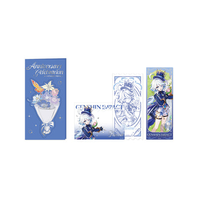 Genshin Impact 5th Anniversary Furina commemorative ticket card set with anniversary collection artwork