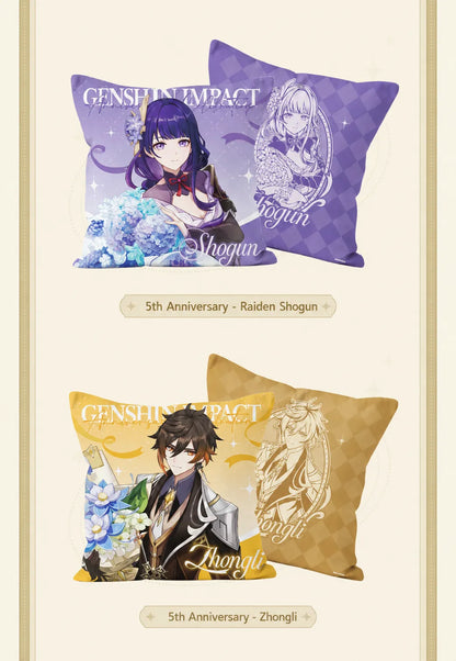 Close up character artwork detail from Genshin Impact 5th Anniversary Celebration Series pillows