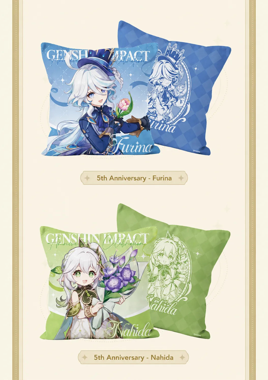 Crystal ultra soft fabric detail of Genshin Impact 5th Anniversary Celebration Series pillows