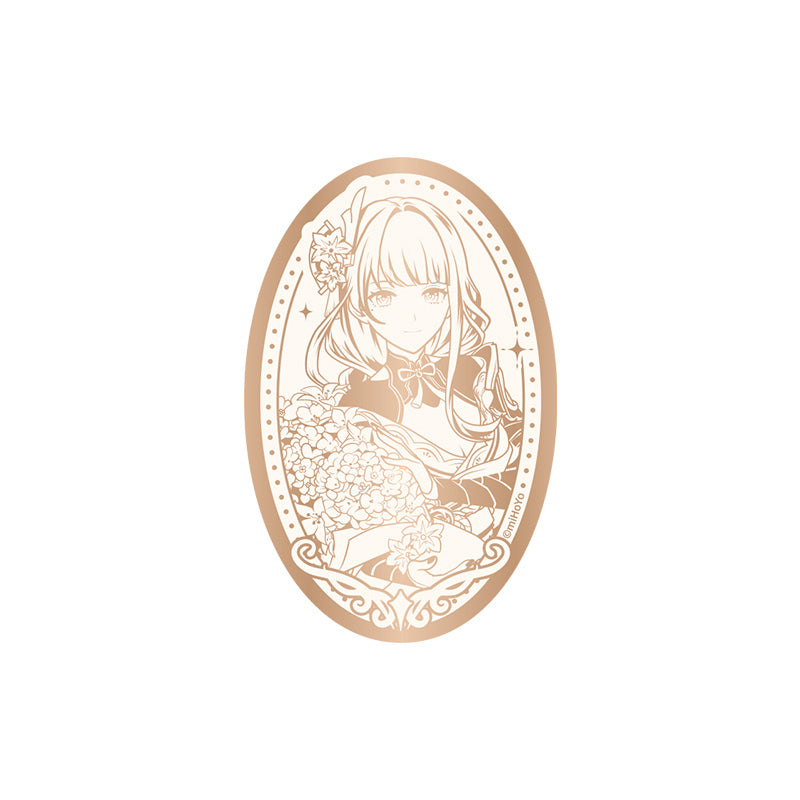 Genshin Impact 5th Anniversary Raiden Shogun mirror badge with detailed anniversary themed design