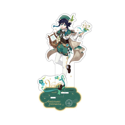 Genshin 5th Anniversary Venti acrylic stand featuring commemorative themed artwork and decorative display base