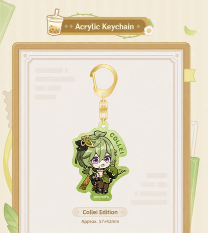 Genshin Impact A Journey of Flavors Series Collei acrylic keychain featuring cute café themed chibi illustration