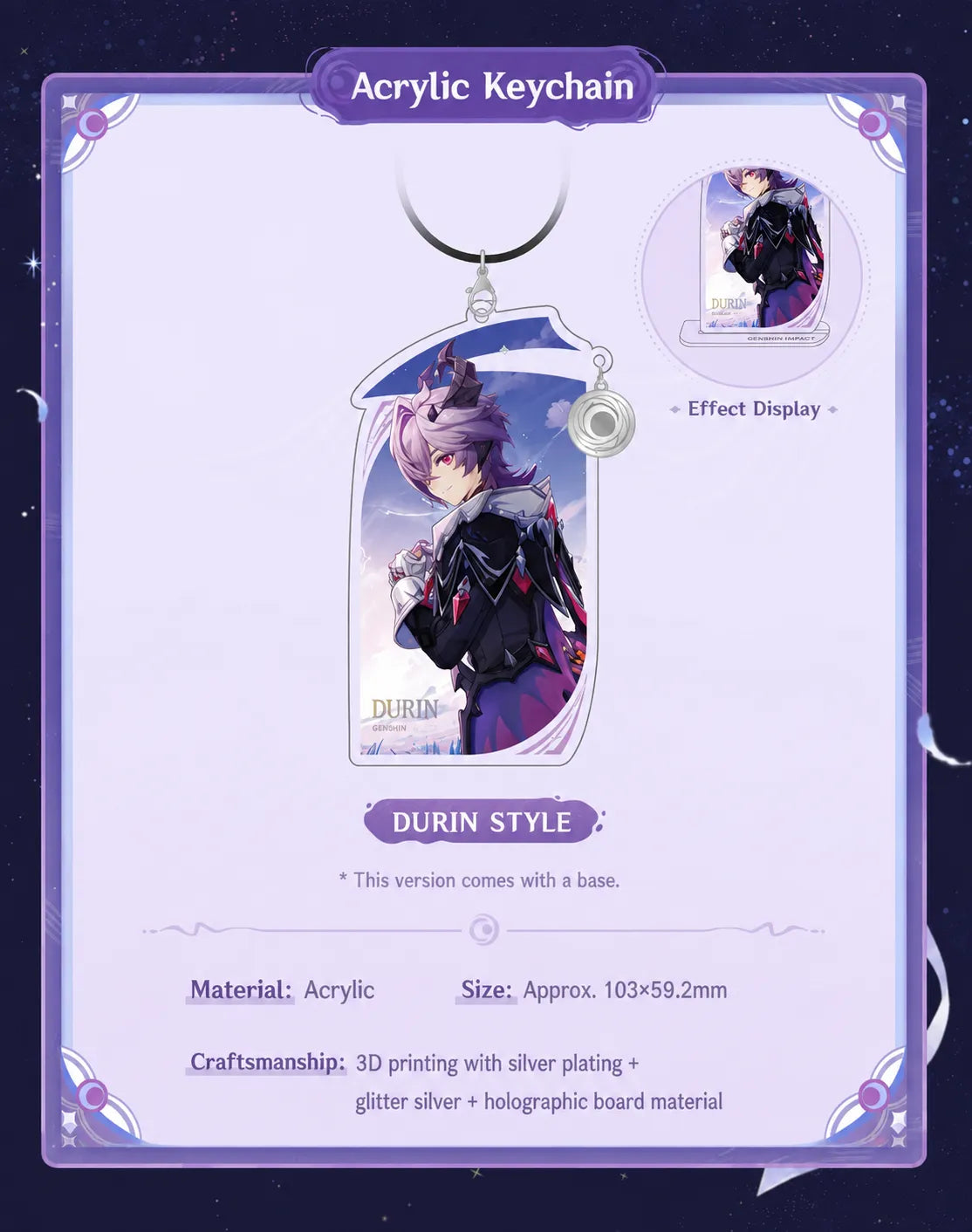 Durin acrylic hanging ornament from Genshin Impact A Nocturne of the Far North Series