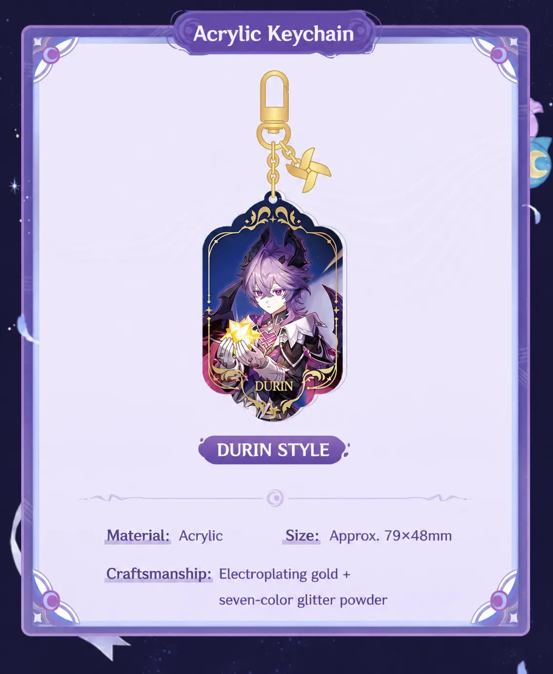 Durin acrylic charm from Genshin Impact A Nocturne of the Far North Series