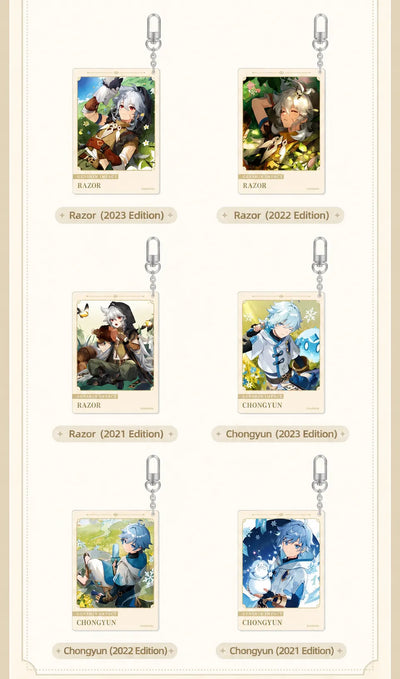 Genshin acrylic keychain packaging presentation and product display