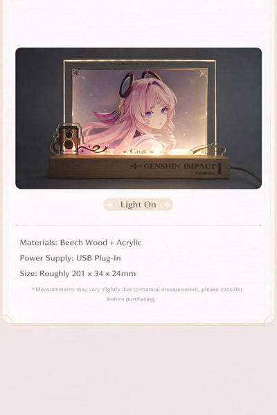 Genshin Impact acrylic framed artwork desktop display scene with base