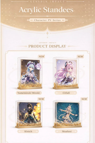 Genshin Impact acrylic framed artwork light-up base illumination effect