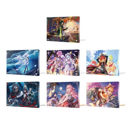 Genshin Impact acrylic standee collection featuring multiple characters display