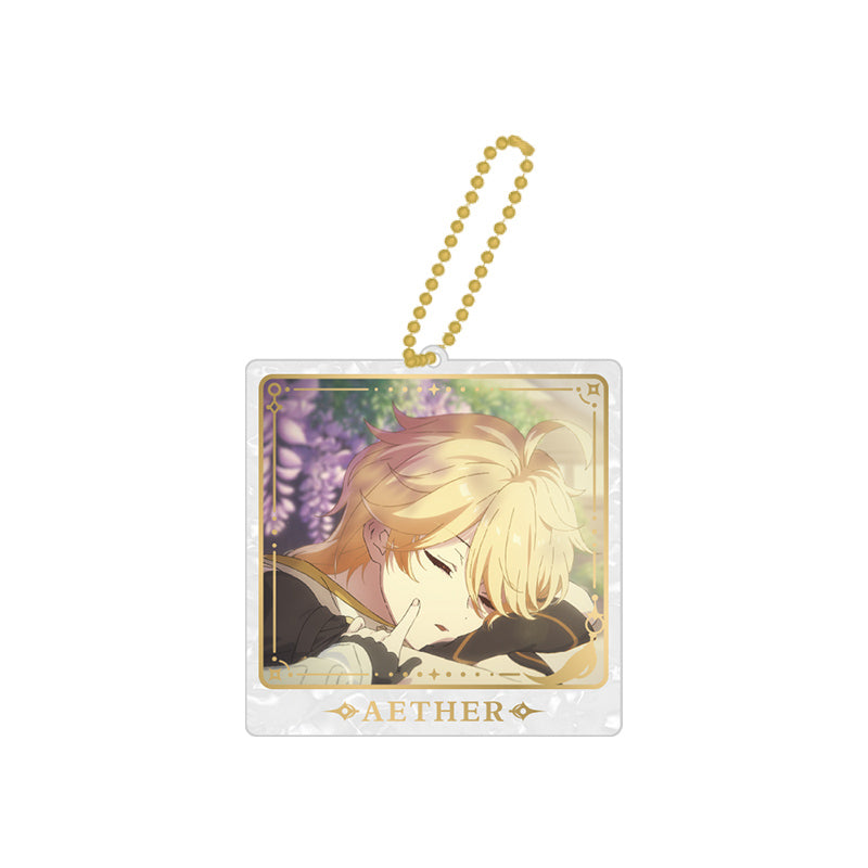 Genshin Impact Aether dual-display acrylic charm with peaceful floral artwork from The Untraveled Path Series