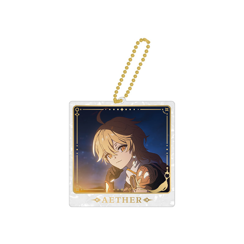 Genshin Impact Aether dual-display acrylic charm featuring twilight scene artwork from The Untraveled Path Series