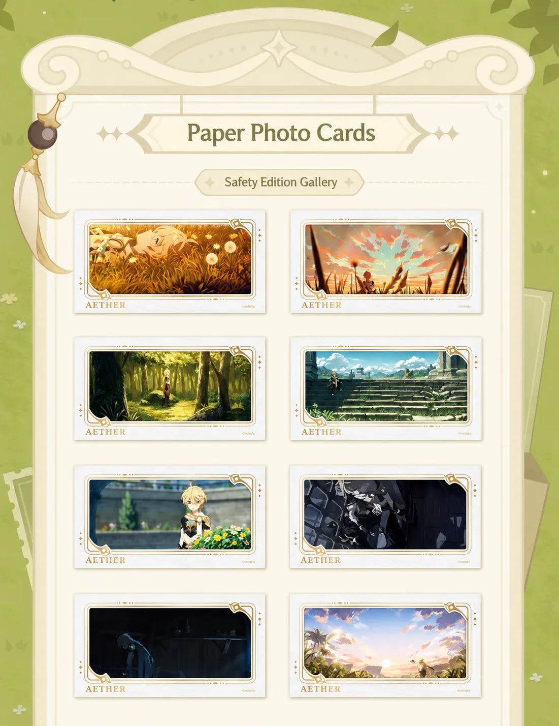Genshin Impact Aether paper photo card gallery from The Untraveled Path Series