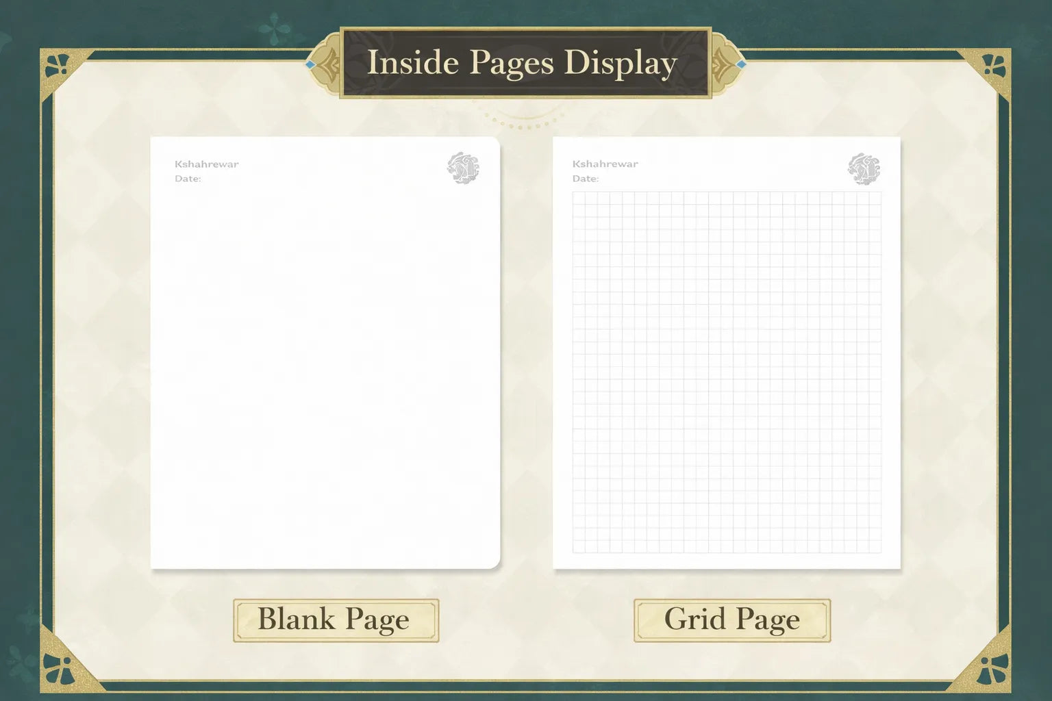 Genshin Impact notebook blank and grid pages
