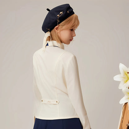 Back view of the Albedo waist-fitted shirt showing tailored silhouette and fitted waist design