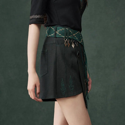 Genshin Impact Alhaitham skort front design with decorative tassel belt